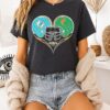 Miami Dolphins And Miami Hurricanes Helmet Heart T-Shirt