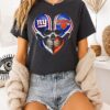 New York Giants And New York Knicks Skull Heart Graphic T-Shirt