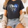 Raiders And Los Angeles Dodgers Logos Skulls Heart T-Shirt