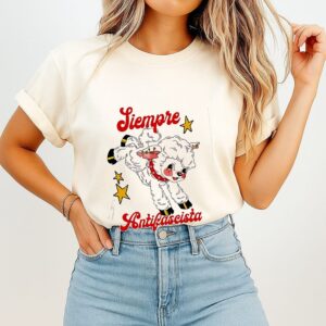 Siempre Antifascista Pink Lamb Antifascist T-Shirt