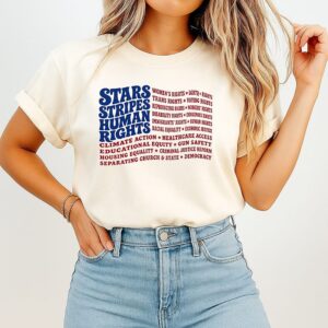 Stars And Stripes And Human Rights USA Flag Liberal Patriotic Equal Rights T-Shirt