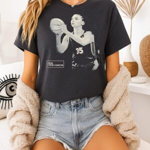 Azzi Fudd Dallas Wings 2026 3 Point Champion Portrait Black And White T-Shirt