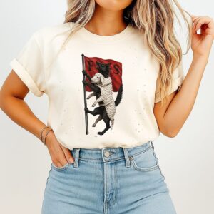 Black Cat Carrying Lamb Flag T-Shirt