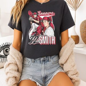 Brisco Smith No.32 Oklahoma Sooners Player And Logo Baseball T-Shirt