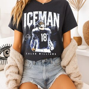 Caleb Williams 18 Chicago Bears NFL Portrait And Signature T-Shirt