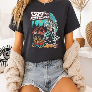 Camp Punksylvania Skeleton Camper Punk T-Shirt
