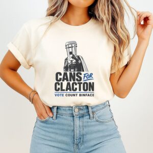 Cans For Clacton Vote Count Binface Funny Bin-Head Political Campaign Graphic UK Election Parody T-Shirt