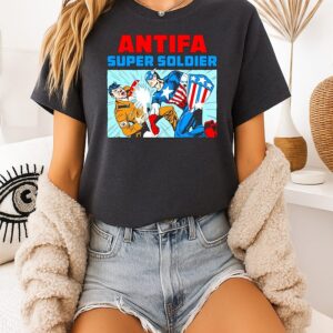 Captain America Punching Hitler Antifa Super Soldier Graphic T-Shirt