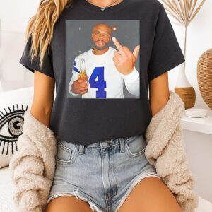 Dark Prescott Holding Beer Middle Finger T-Shirt