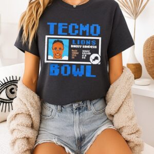 Detroit Lions Barry Sanders Tecmo Bowl Retired Player Graphic T-Shirt