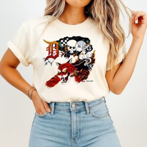 Detroit Tigers 313 Skullxer And Tiger T-Shirt