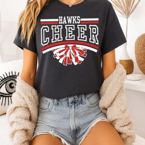 Hutchinson Hawks Cheer Maroon Glitter T-Shirt