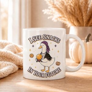 I See Snacks In Your Future Mug-Funny Fortune Teller Goose Halloween Coffee Cup