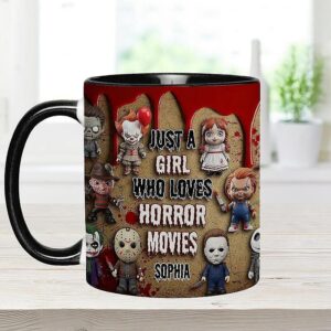 Just A Girl Who Loves Horror Movies-Personalized Accent Mug