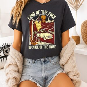 Land Of The Free Because Of The Brave American Patriotic Farm T-Shirt