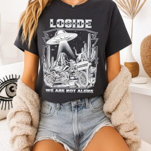 Loside We Are Not Alone Ufo Motorcycle Desert T-Shirt