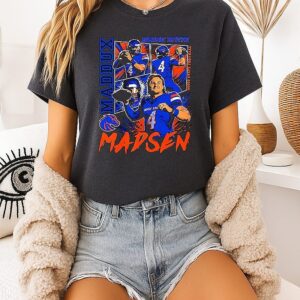 Maddux Madsen No.4 Boise State Broncos Number And Logo Football T-Shirt