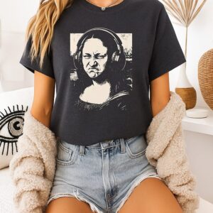 Mona Lisa Headphones Annoyed T-Shirt