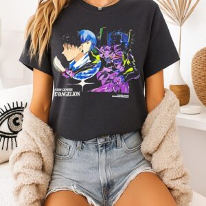 Neon Genesis Evangelion Shinji Ikari And Rei Ayanami With Eva Unit-01 T-Shirt