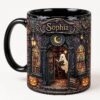 Personalized Reading Mug Ghost Cat Ceramic Coffee Cup Halloween