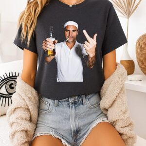 Roger Federer Smoking A Cigarette Middle Finger T-Shirt