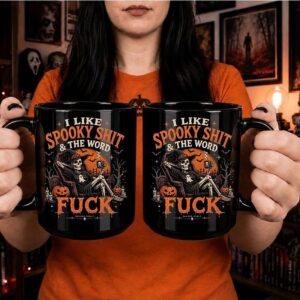 Spooky Shit & The Word Fuck Black Halloween Mug