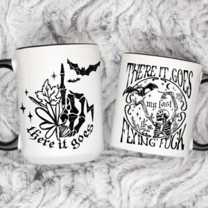 There It Goes My Last Flying Fk, Skeleton Coffee Mug, Halloween Mugs