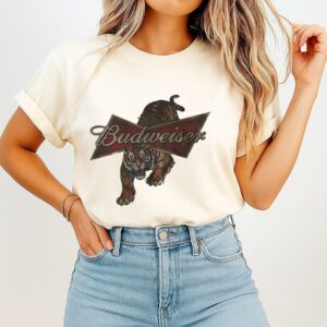 Tiger Budweiser Parody Logo Graphic T-Shirt