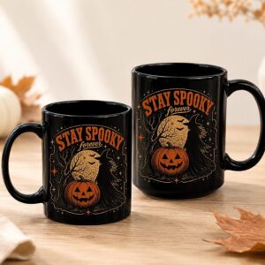 Vintage Halloween Mug Wicked Witch Pumpkin Black Ceramic Coffee Cup