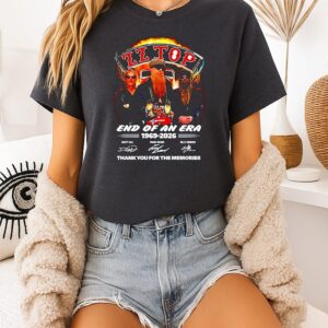 Zz Top End Of An Era 1969-2026 Dusty Hill Frank Beard Billy Gibbons Signature T-Shirt