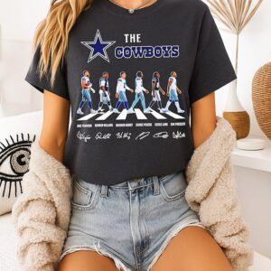 The Cowboys Jake Ferguson Quinnen Williams Brandon Aubrey George Pickens Ceedee Lamb Dak Prescott Abbey Road Signatures T-Shirt