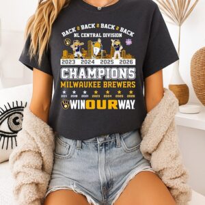 2026 Nl Central Division Champions Milwaukee Brewers Win Our Way Skyline T-Shirt