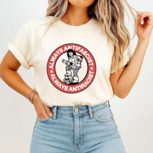 Always Antifascist Always Antiracist Punk Girl Skull T-Shirt