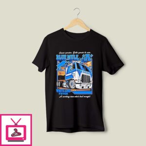 Blue Mule White Line Fever Illustration T-Shirt
