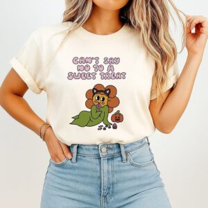 Can’t Say No To A Sweet Treat Halloween Flower Character T-Shirt