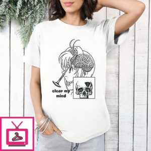 Clear My Mind Anime Aesthetic Brain Skull T-Shirt