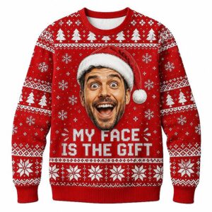 Custom Face Christmas Sweater, Funny Ugly Xmas Sweatshirt