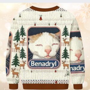Funny Benadryl Cat Meme Ugly Christmas Sweater