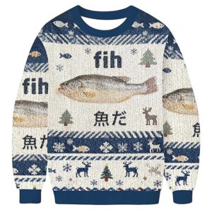 Funny Fish Meme Japanese Ugly Christmas Sweater, Fih Fish Shirt