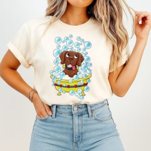 Goofy Dog Bubble Bath In Yellow Tub T-Shirt