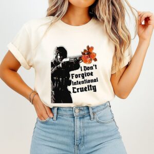 I Don’t Forgive Intentional Cruelty Masked Figure With Roses T-Shirt