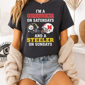 I’m A Nebraska Cornhuskers On Saturdays And A Pittsburgh Steelers On Sundays T-Shirt