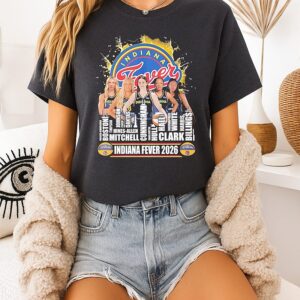 Indiana Fever 2026 Team Collage Player Name Skyline Graphic T-Shirt