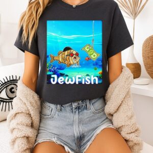 Jewfish Cartoon Fish With Money Hook T-Shirt