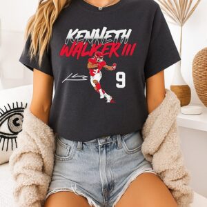 Kenneth Walker Kansas City Chiefs Running Pose Illustration T-Shirt