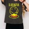 Lasagna Nirvana Smiley Face Parody Grunge T-Shirt