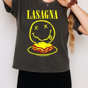 Lasagna Nirvana Smiley Face Parody Grunge T-Shirt
