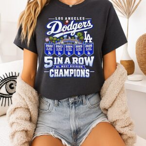 Los Angeles Dodgers 2026 Nl West Champions 5 In A Row T-Shirt