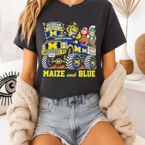 Michigan Wolverines Maize And Blue Ohio State & Michigan State Tied Up Mascot T-Shirt