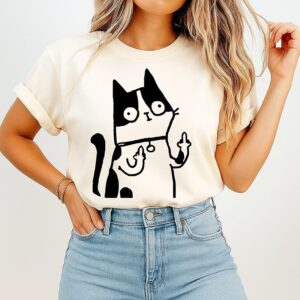 Middle Finger Cat Funny T-Shirt